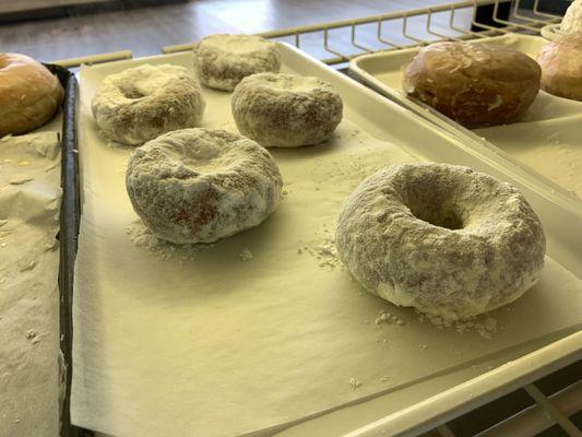 Powdered cake donuts