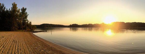 Tranquil Nolin Lake with couple of bathers