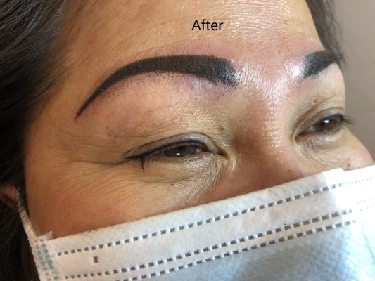 After eyebrows with Ombre tattoo.