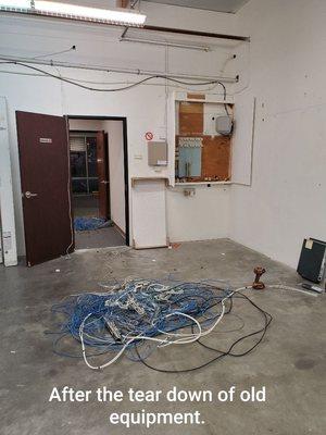 Take out old cable and remove old equipment from network closet.