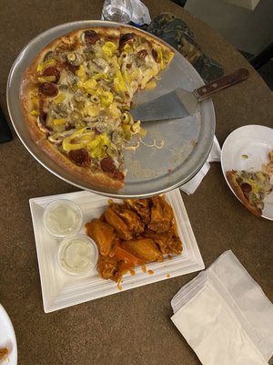 Small pie with small order of wings