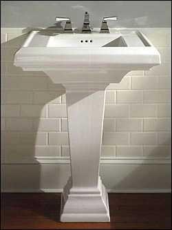 American Standard Pedestal Sink Installed in a Victorian Bathroom Renovation