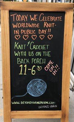 Our back porch is always available for outside knitting & crochet!