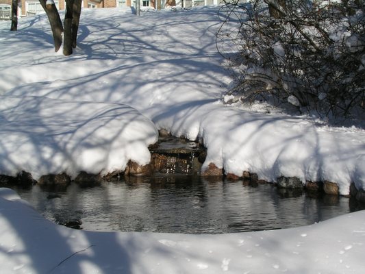 Landscape water features with lights