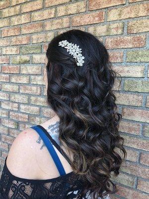 Bridal half updo! Volume and thickness was added with a full pack of clip in extensions