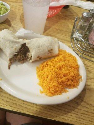 Shredded beef burrito