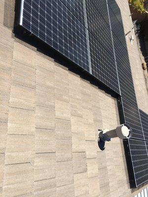 Pigeon-proofed and ready to radiate. Freshly cleaned solar panels ready to soak up the sun.