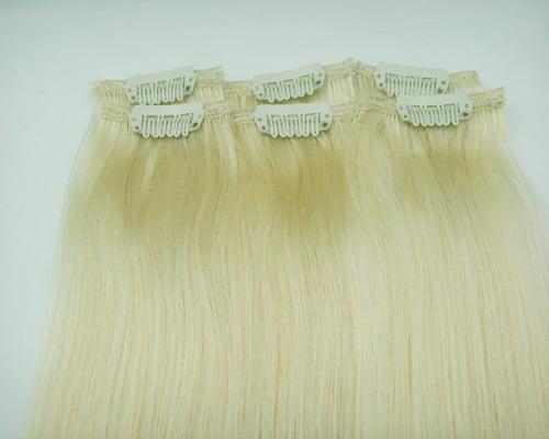 6 piece Bleach Blonde #613 Clip in Real human hair extension highlight streaks