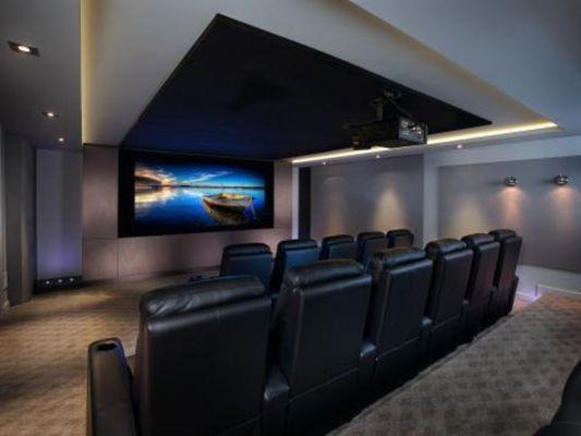 Home theater finished look in a residential home.