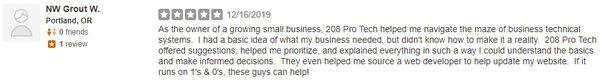 Yelp Recommended 5 Star Reviews for 208 Pro Tech Computers