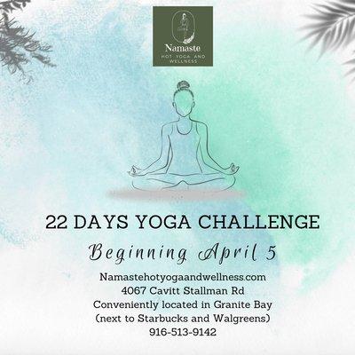 22 Days Yoga Challenge, starts 4/5/23