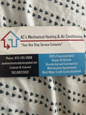 AC’s Mechanical Heating & AC