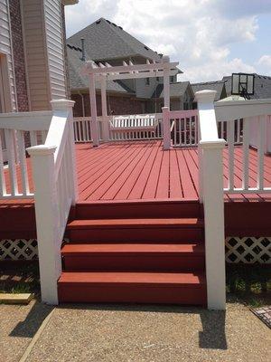 Custom deck we built for a customer including a pergola with swing.