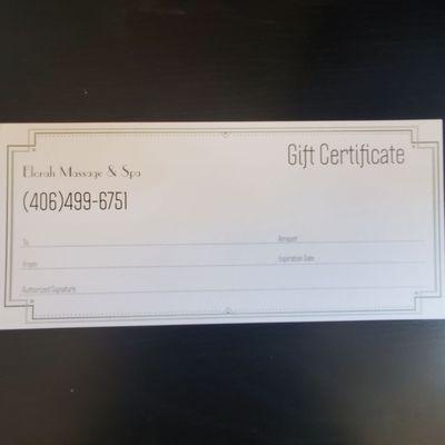 We offer Gift Certificates