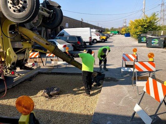 Pouring around a Concrete Catch Basin Repair