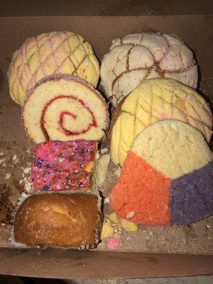 Soft moist Mexican breads (pan dulce)