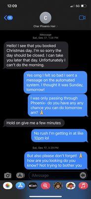 Text exchange with scammer