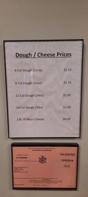 Dough and cheese for sale.