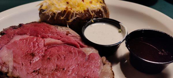 Prime Rib and a loaded baked potato