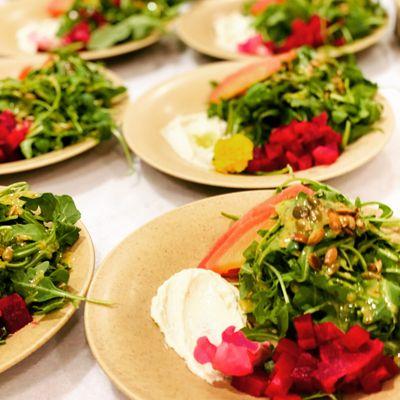 Local green salad with beets and whipped goat cheese