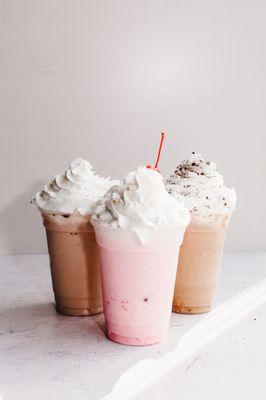 Strawberry, Nescafé, and Nutella Milkshakes