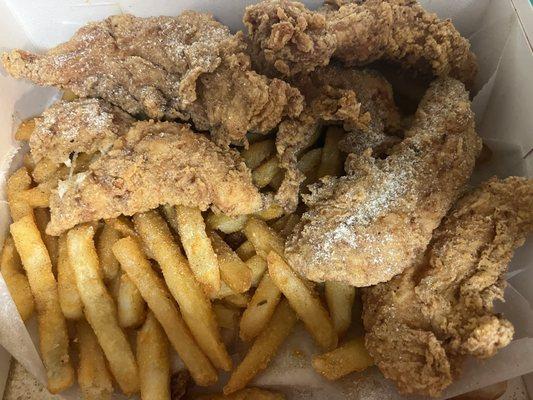 Two three piece chicken tender meals in one box.