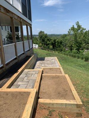 Paver patio and garden boxes