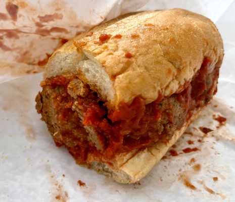 Half a small meatball, sauce only, no cheese (to order).