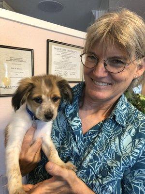 Dr.Abel loves animals. This is her pup Ben.