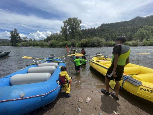 All PFDs were provided for the excursion. Our raft also included water guns that really took the experience to the next level for the kids.