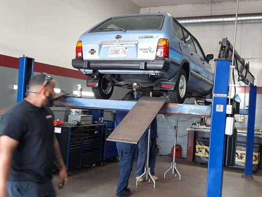 Sizing up the custom exhaust on Harold.