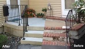 Before and after photos of a front step we repaired