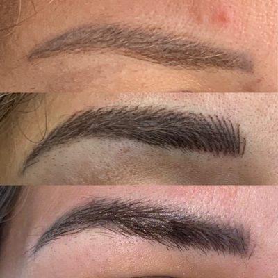 Semi-Permanent brow cover up old work. Before final 6-9 week touch up