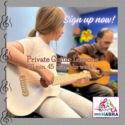 Private Guitar lessons are available.