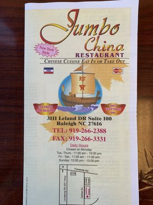 Take out at Jumbo China.