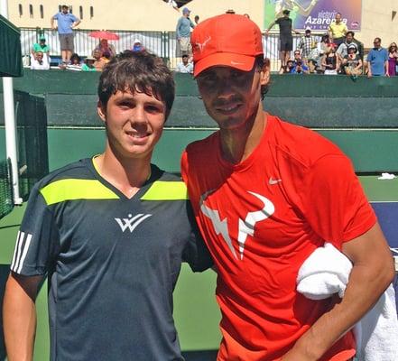 Weil student meeting tennis legend Rafa Nadal at Indian Wells.