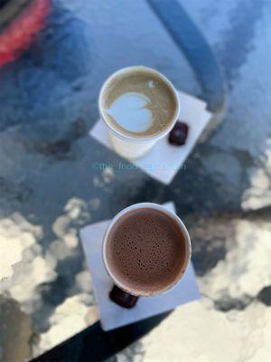 Hot Chocolate and Caramel Latte