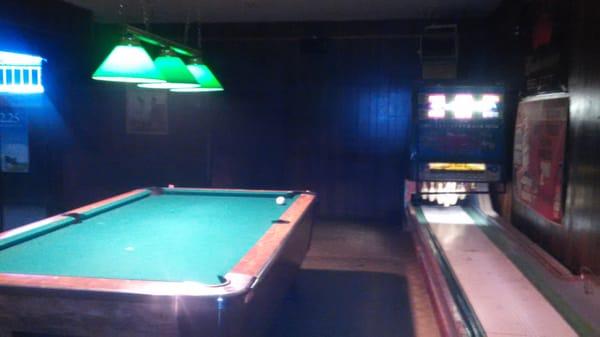 Pool table room with bowling machine game!