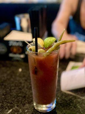 This  is what  a 14 dollar bloody Mary looks like .Tall boy