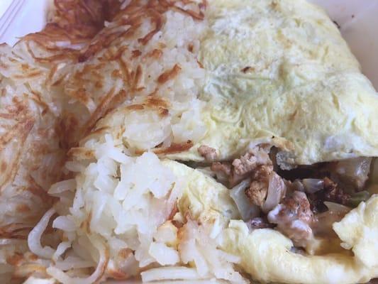 Hash browns & grilled chicken omelette