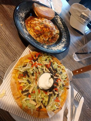 Mind blowing lasagna and really good Mexican pizza