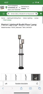 The online advertisement of the floor lamp I purchased. Not dimmable.