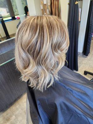 Full highlight and fresh bob cut by Christina