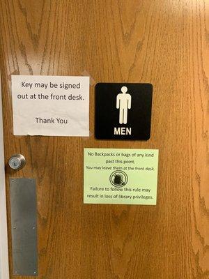 I have to sign my name to get a key to use the restroom. What library does this?