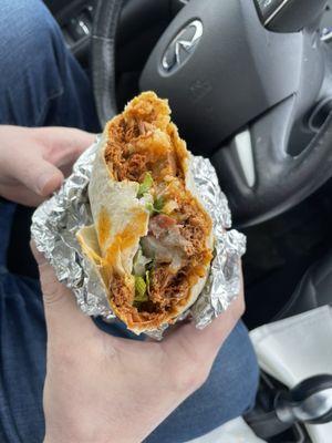 Shredded chicken burrito