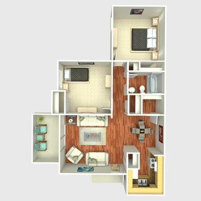 2 Bedroom 2 Bathroom 907 Sq Ft