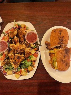 Jerk chicken salad and Cuban