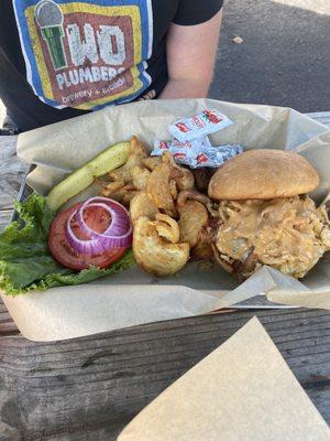 Elk burger with antler fries