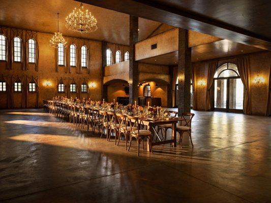 The Villa features chandeliers and a historic bar