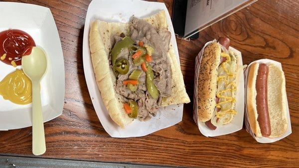 Italian beef, sausage, kids dog